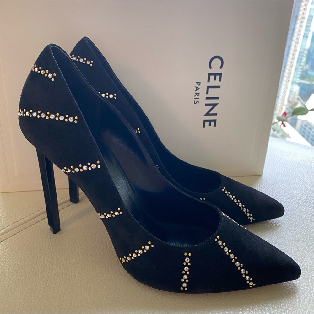 NWT 100% Authentic Celine Sharp Suede Pumps - Picture 9 of 14
